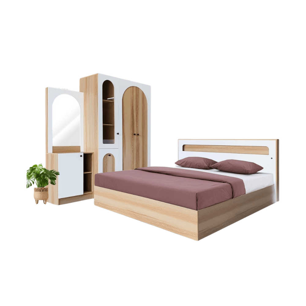 ชุดห้องนอน + ที่นอนสปริง 6 ฟุต WISDOM DESIGN FURNITURE รุ่น ARISTA 5 สี แอช/ขาว_5